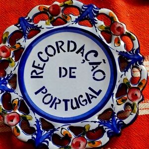 Decorative Ceramic Plate Alcobaça Portugal Souvenir 20 cm (Used)
